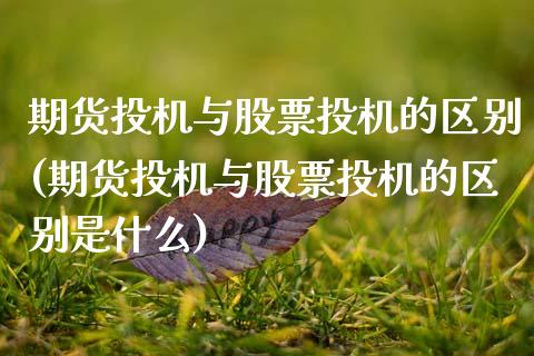 期货投机与股票投机的区别(期货投机与股票投机的区别是什么)_https://www.gnhpgy.com_恒指期货_第1张