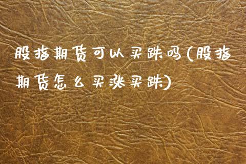 股指期货可以买跌吗(股指期货怎么买涨买跌)_https://www.gnhpgy.com_德指期货_第1张