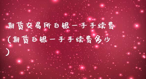 期货交易所白银一手手续费(期货白银一手手续费多少)_https://www.gnhpgy.com_期货百科_第1张