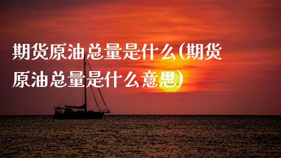 期货原油总量是什么(期货原油总量是什么意思)_https://www.gnhpgy.com_恒指期货_第1张