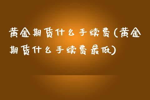 黄金期货什么手续费(黄金期货什么手续费最低)_https://www.gnhpgy.com_德指期货_第1张
