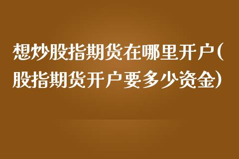 想炒股指期货在哪里开户(股指期货开户要多少资金)_https://www.gnhpgy.com_恒指期货_第1张