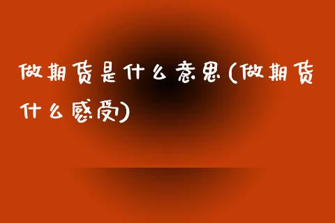 做期货是什么意思(做期货什么感受)_https://www.gnhpgy.com_德指期货_第1张