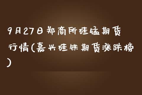9月27日郑商所硅锰期货行情(嘉兴硅铁期货涨跌榜)_https://www.gnhpgy.com_纳指期货_第1张