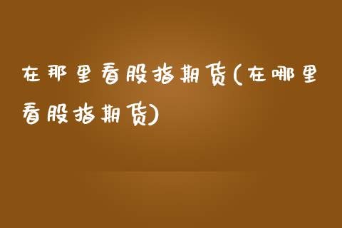 在那里看股指期货(在哪里看股指期货)_https://www.gnhpgy.com_德指期货_第1张