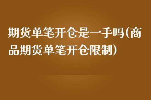期货单笔开仓是一手吗(商品期货单笔开仓限制)_https://www.gnhpgy.com_纳指期货_第1张