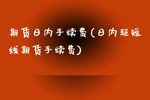 期货日内手续费(日内超短线期货手续费)_https://www.gnhpgy.com_纳指期货_第1张