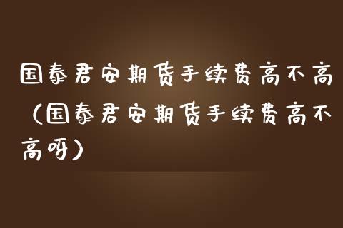 期货手续费高不高（期货手续费高不高呀）_https://www.gnhpgy.com_道指期货_第1张