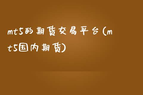 mt5的期货交易平台(mt5国内期货)_https://www.gnhpgy.com_原油期货_第1张