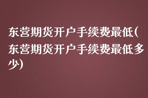 东营期货开户手续费最低(东营期货开户手续费最低多少)_https://www.gnhpgy.com_道指期货_第1张