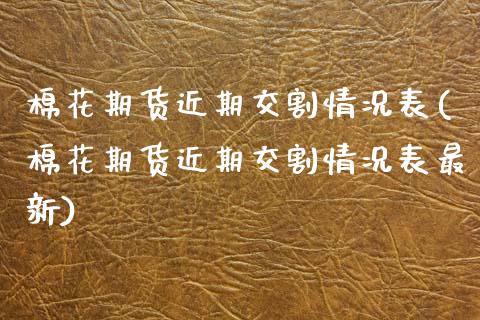 棉花期货近期交割情况表(棉花期货近期交割情况表最新)_https://www.gnhpgy.com_道指期货_第1张