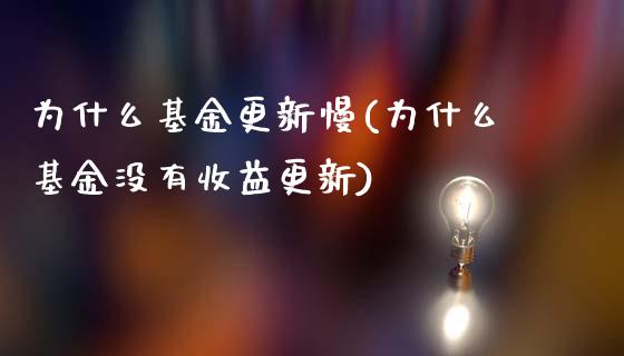 为什么基金更新慢(为什么基金没有收益更新)_https://www.gnhpgy.com_恒指期货_第1张
