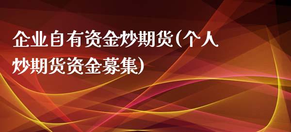 企业自有资金炒期货(个人炒期货资金募集)_https://www.gnhpgy.com_德指期货_第1张