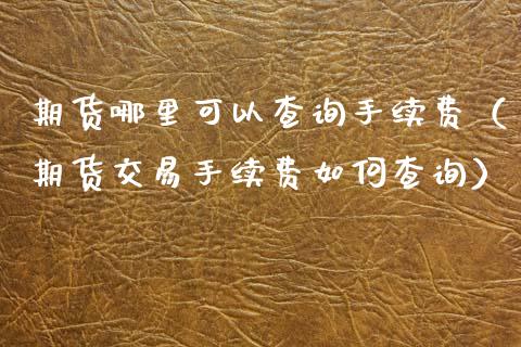 期货哪里可以查询手续费（期货交易手续费如何查询）_https://www.gnhpgy.com_纳指期货_第1张
