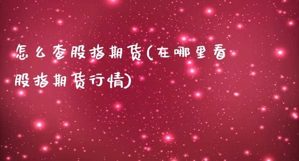 怎么查股指期货(在哪里看股指期货行情)_https://www.gnhpgy.com_股指期货_第1张