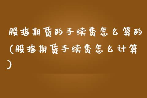 股指期货的手续费怎么算的(股指期货手续费怎么计算)_https://www.gnhpgy.com_原油期货_第1张