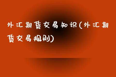 外汇期货交易知识(外汇期货交易规则)_https://www.gnhpgy.com_纳指期货_第1张