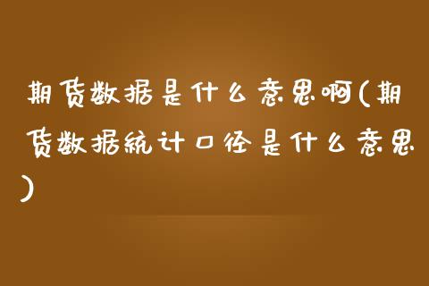 期货数据是什么意思啊(期货数据统计口径是什么意思)_https://www.gnhpgy.com_股指期货_第1张