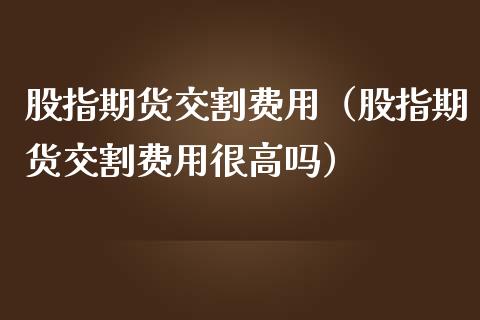 股指期货交割费用（股指期货交割费用很高吗）_https://www.gnhpgy.com_期货知识_第1张