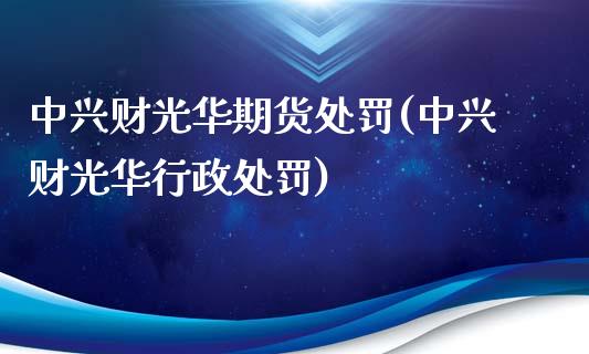 中兴财光华期货处罚(中兴财光华行政处罚)_https://www.gnhpgy.com_原油期货_第1张