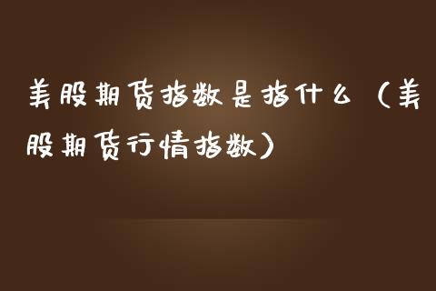 美股期货指数是指什么（美股期货行情指数）_https://www.gnhpgy.com_德指期货_第1张