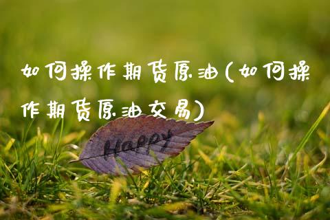 如何操作期货原油(如何操作期货原油交易)_https://www.gnhpgy.com_黄金期货_第1张