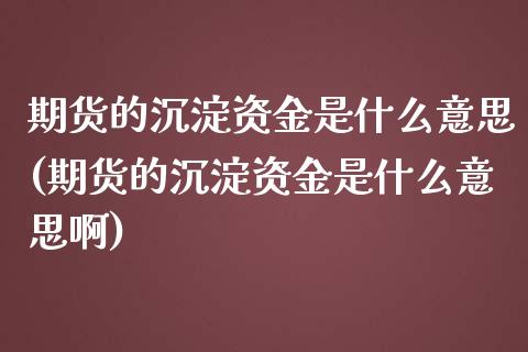 期货的沉淀资金是什么意思(期货的沉淀资金是什么意思啊)_https://www.gnhpgy.com_股指期货_第1张
