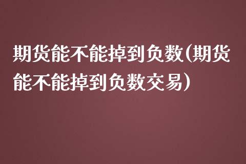 期货能不能掉到负数(期货能不能掉到负数交易)_https://www.gnhpgy.com_黄金期货_第1张