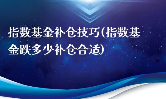 指数基金补仓技巧(指数基金跌多少补仓合适)_https://www.gnhpgy.com_纳指期货_第1张