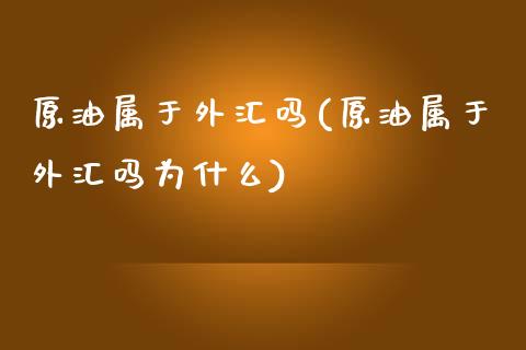 原油属于外汇吗(原油属于外汇吗为什么)_https://www.gnhpgy.com_纳指期货_第1张