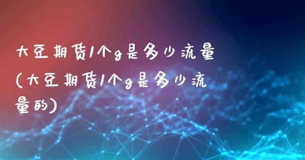 大豆期货1个g是多少流量(大豆期货1个g是多少流量的)_https://www.gnhpgy.com_黄金期货_第1张