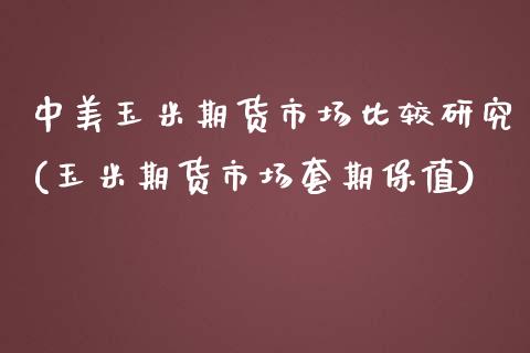 中美玉米期货市场比较研究(玉米期货市场套期保值)_https://www.gnhpgy.com_道指期货_第1张
