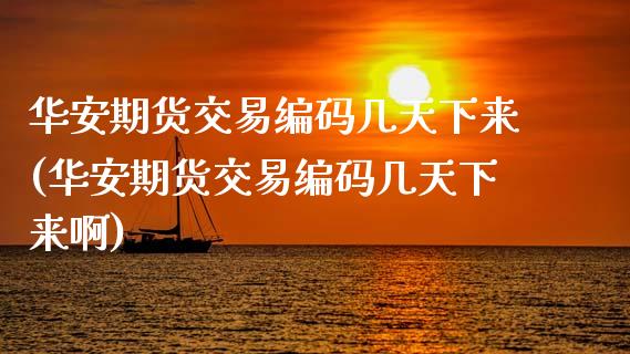 华安期货交易编码几天下来(华安期货交易编码几天下来啊)_https://www.gnhpgy.com_期货百科_第1张