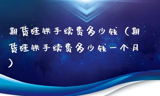 期货硅铁手续费多少钱（期货硅铁手续费多少钱一个月）_https://www.gnhpgy.com_纳指期货_第1张