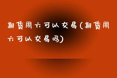 期货周六可以交易(期货周六可以交易吗)_https://www.gnhpgy.com_德指期货_第1张