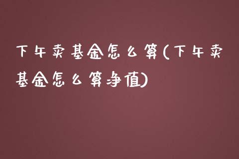 下午卖基金怎么算(下午卖基金怎么算净值)_https://www.gnhpgy.com_黄金期货_第1张
