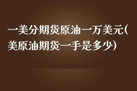 一美分期货原油一万美元(美原油期货一手是多少)_https://www.gnhpgy.com_道指期货_第1张