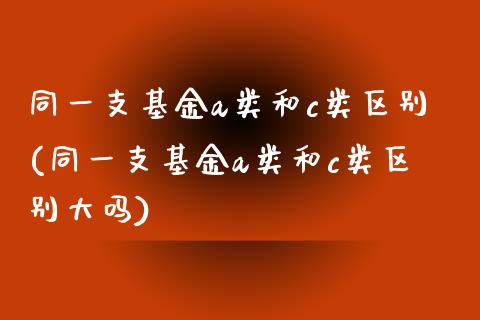 同一支基金a类和c类区别(同一支基金a类和c类区别大吗)_https://www.gnhpgy.com_恒指期货_第1张