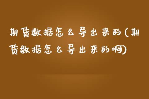 期货数据怎么导出来的(期货数据怎么导出来的啊)_https://www.gnhpgy.com_恒指期货_第1张