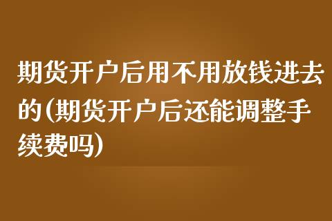 期货开户后用不用放钱进去的(期货开户后还能调整手续费吗)_https://www.gnhpgy.com_期货知识_第1张