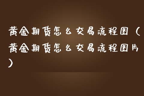 黄金期货怎么交易流程图（黄金期货怎么交易流程图片）_https://www.gnhpgy.com_恒指期货_第1张