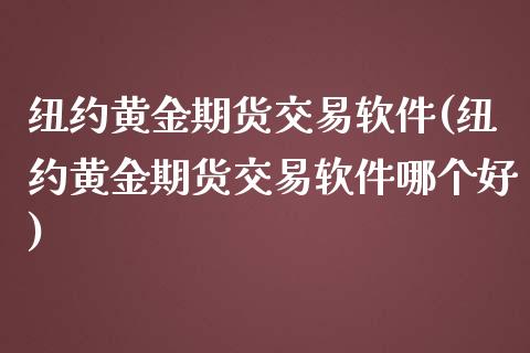 纽约黄金期货交易软件(纽约黄金期货交易软件哪个好)_https://www.gnhpgy.com_纳指期货_第1张