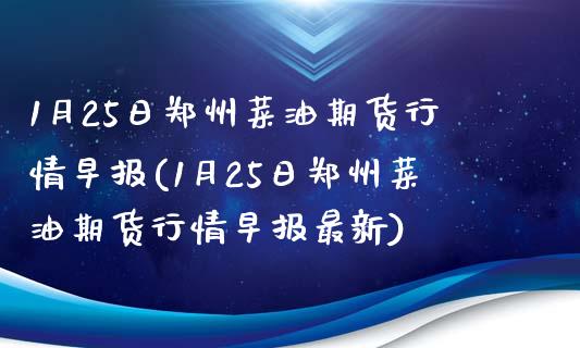 1月25日郑州菜油期货行情早报(1月25日郑州菜油期货行情早报最新)_https://www.gnhpgy.com_纳指期货_第1张