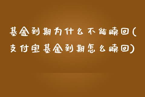 基金到期为什么不能赎回(支付宝基金到期怎么赎回)_https://www.gnhpgy.com_恒指期货_第1张