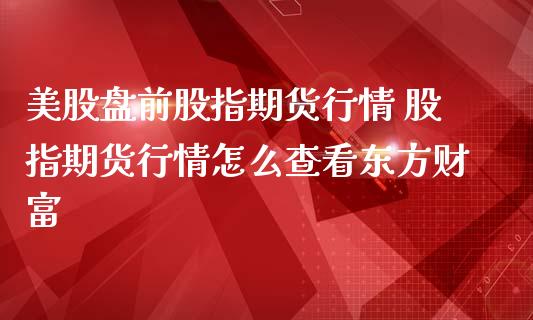美股盘前股指期货行情 股指期货行情怎么查看财富_https://www.gnhpgy.com_原油期货_第1张