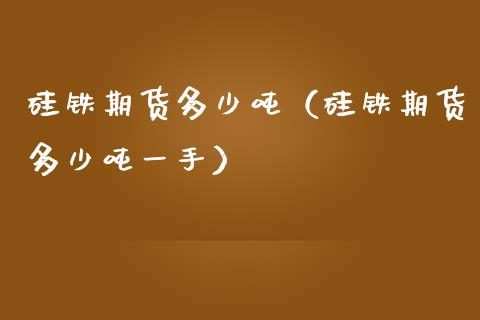 硅铁期货多少吨（硅铁期货多少吨一手）_https://www.gnhpgy.com_道指期货_第1张