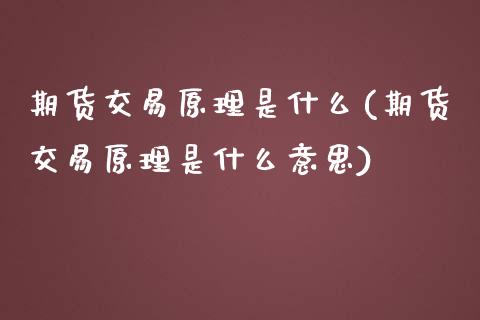 期货交易原理是什么(期货交易原理是什么意思)_道指期货_第1张_公牛期货直播室 期货交易原理是什么(期货交易原理是什么意思)_https://www.gnhpgy.com_道指期货_第1张