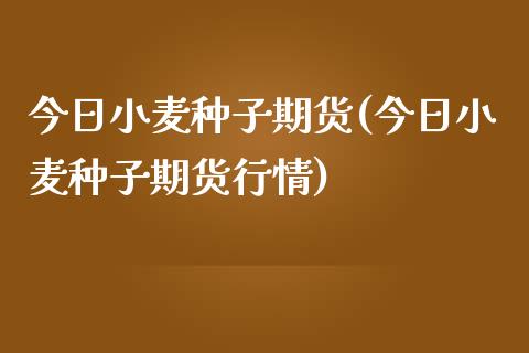 今日小麦种子期货(今日小麦种子期货行情)_https://www.gnhpgy.com_纳指期货_第1张
