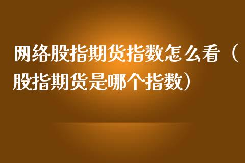 网络股指期货指数怎么看（股指期货是哪个指数）_https://www.gnhpgy.com_期货知识_第1张