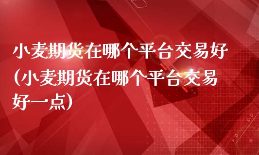 小麦期货在哪个平台交易好(小麦期货在哪个平台交易好一点)_https://www.gnhpgy.com_期货百科_第1张